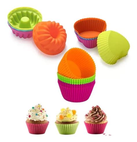 Set X4 Moldes De Silicona Para Cupcake Muffin Repostería