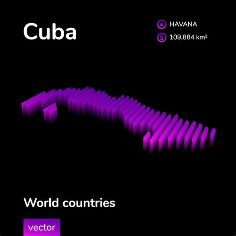 Venezuela Mapa 3d Neón Estilizado Simple Vector Rayado Isométrico