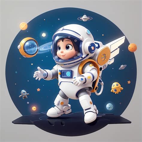 Premium Photo Cute Astronaut Floating With Robot Cartoon Vector Icon