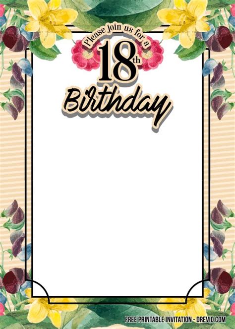 Free Printable 18th Birthday Invitation Templates Download Hundreds