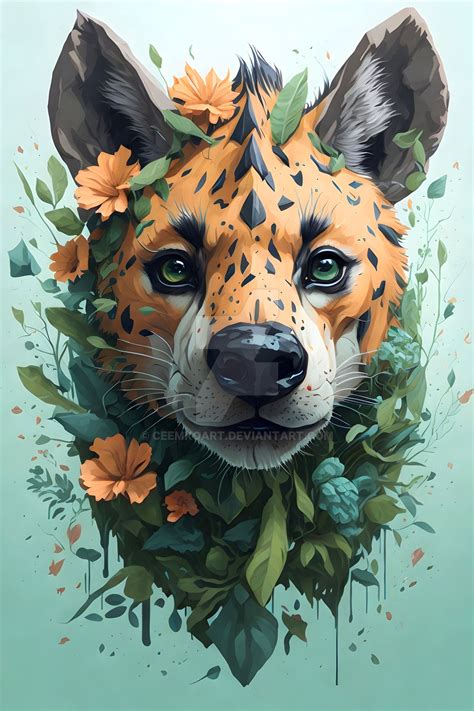 Hyena Floral Portrait by CeemkoArt on DeviantArt