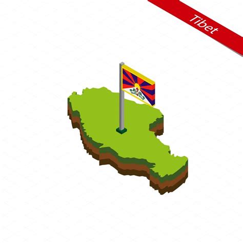 Tibet Isometrische Karte Und Flagge Vector Illustration Premium Vektor