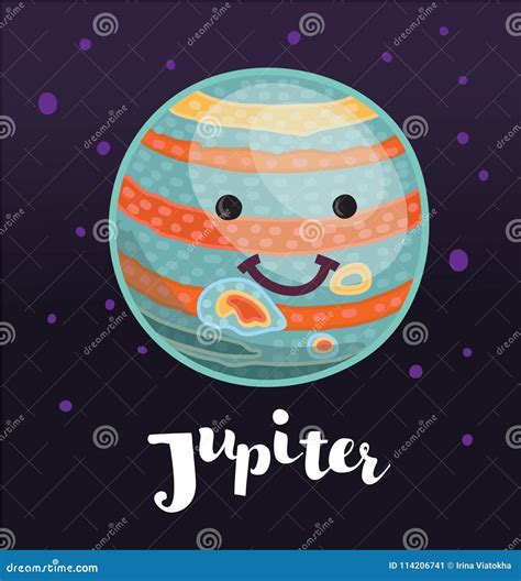 Cartoon Jupiter With Lightning, Planet, Vector Character, Solar System ...