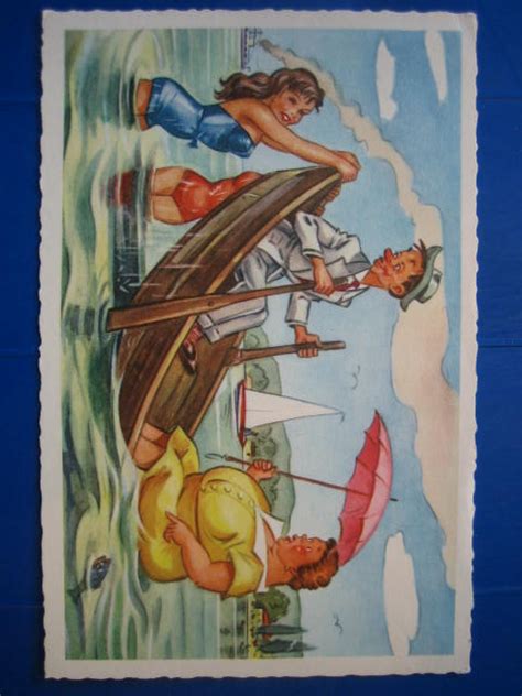 MO0267 SEXY BADENIXE IM BIKINI MANN MIT DICKER FRAU IM BOOT SCHERZ AK 1950 EBay