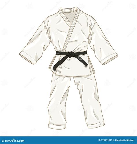 White Karate Kimono. Vector Cartoon Gi Illustration Stock Vector ...