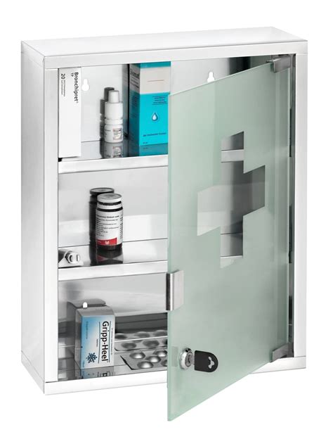 WENKO Medicine Cabinet with Lock, Wall mounted Bathroom Storage, Hanging Medical Cabinet, First ...