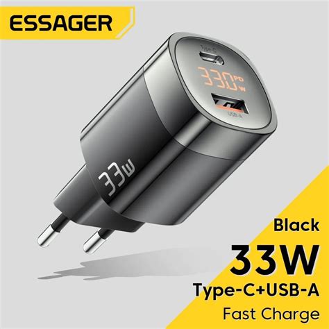 Essager 33w gan usb c ladegerät digital anzeige pd schnell aufladen für