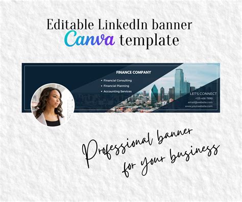 LinkedIn Banner Professional Canva Template Dark Blue Dallas Town