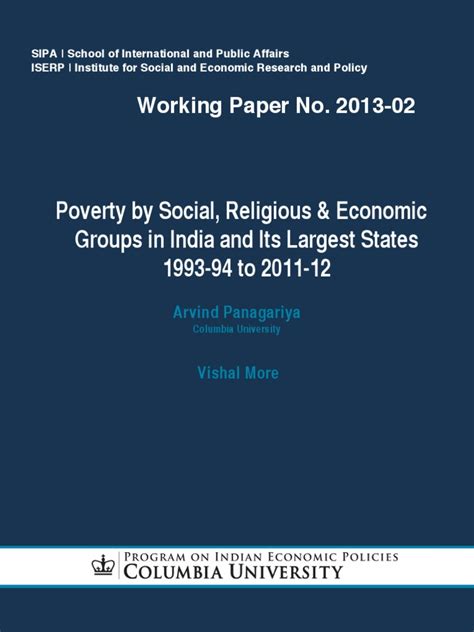 Pdf Poverty By Social Religious And Economic Groups In India And Its