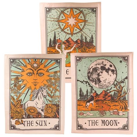 Accnicc 3 Pack Tarot Tapestry Sun Moon And Star Tarot Card Tapestry