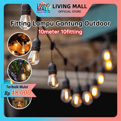 Jual Fitting Lampu Gantung Outdoor Kabel 10 Meter 20 Fitting LAMPU