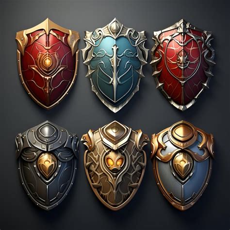 Premium Photo Set Of Shields With Different Shapes And Colors On A