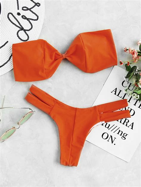 Cutout Design Bandeau Bikini Set Shein Sheinside