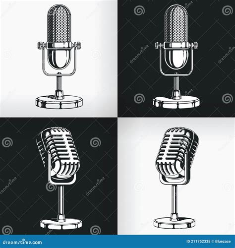 Silhouette Old Vintage Radio Microphone Retro Podcast Classic Clipart