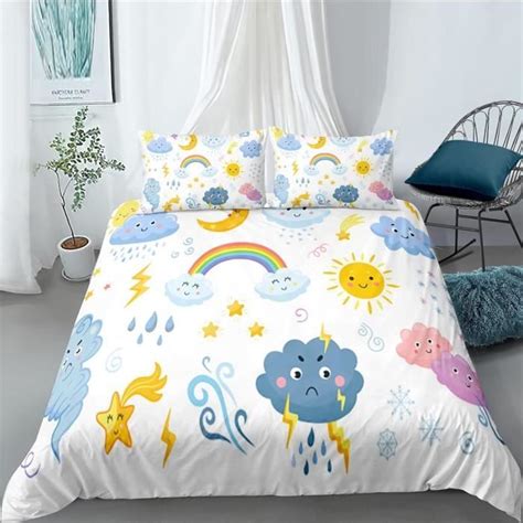 D Housse De Couette Dessin Anim Nuage Blanc Arc En Ciel X Cm