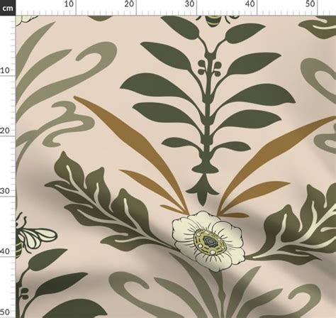 Art Nouveau Jumbo Pink Honey Bee Spoonflower