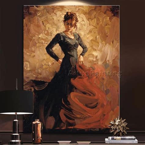 Spanish Flamenco Dancer Oil Painting Latina Woman Canvas Painting Wall Art Pictures For Living