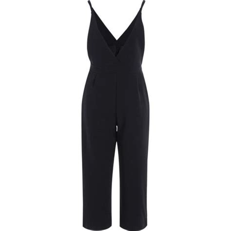 Cami Plunge Wide Leg Capri Jumpsuit Black 100 Brl Liked On Polyvore