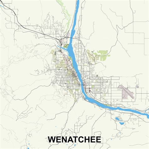 Wenatchee, Washington, USA map poster art 45743602 Vector Art at Vecteezy