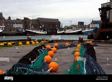 Peterhead harbour net Stock Photo - Alamy