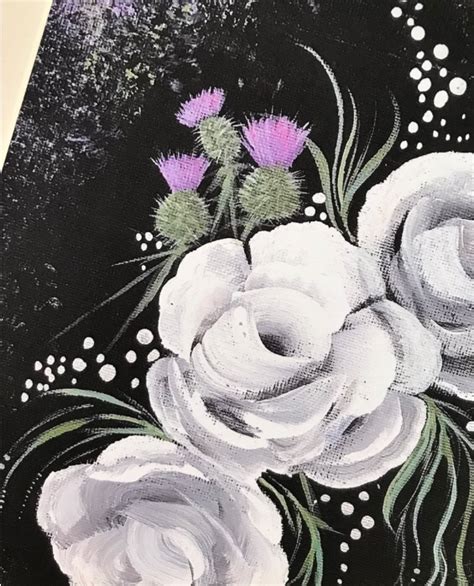 Grace On Twitter 💜white Rose And Thistle Original Art Print 💜