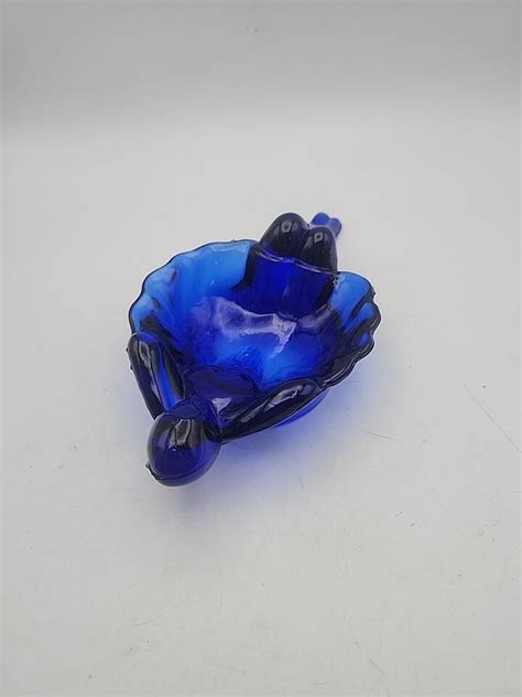 Mosser Glass Nude Woman Nymph Soap Trinket Dish Bathing Lady Cobalt