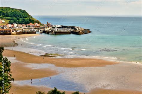 Scarborough beach and harbour Stock Photo | Adobe Stock