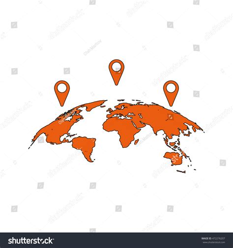 World Map Geo Location Pins Icon เวกเตอร์สต็อก ปลอดค่าลิขสิทธิ์