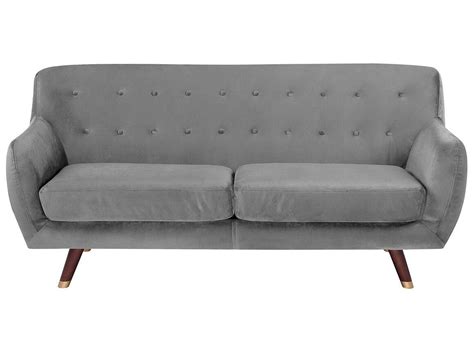 3 Seater Velvet Sofa Grey Bodo Uk