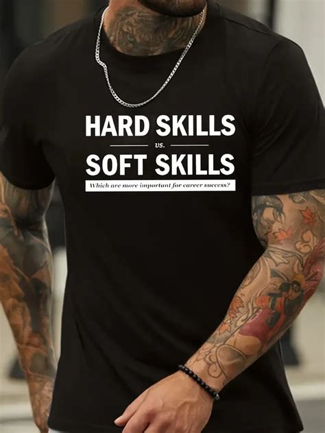 Hard Skills Soft Skills Print Tees Men Casual Crew Neck Temu Canada