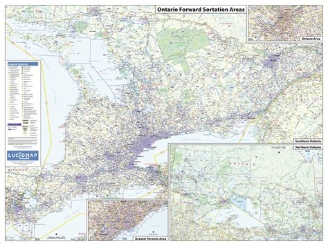 Ontario Postal Code Fsa Map This Postcode Wall Map Of Ontario Shows