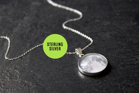 Sterling Silver Full Moon Necklace Moon Pendant Solar