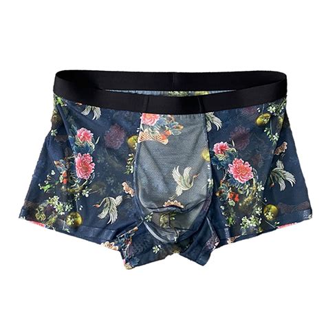Mens Summer Flower Underwear Bikini Thong Ice Silk Ultra Thin Briefs Walmart