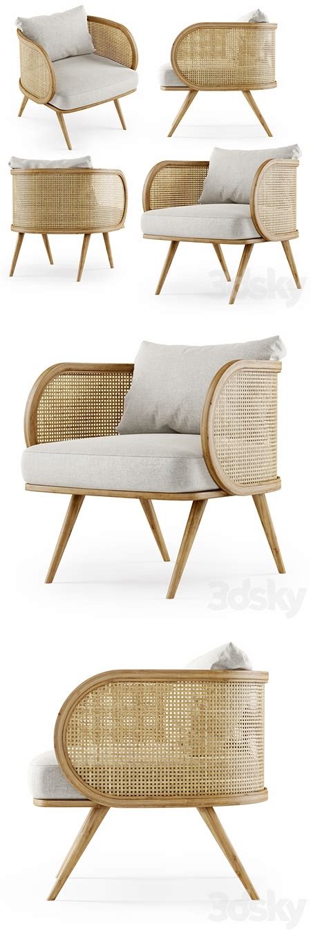 Wooden Rattan Lounge Chair C20 By Bpoint Design Rattan Chair Daz3d