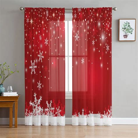 Snowflake Geometric Blue Tulle Curtains For Living Room Sheer Curtain