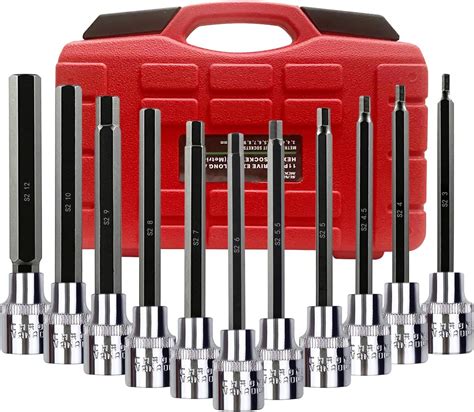 Sunhzmckp 11 Piece Long Allen Socket Set 3 8 Drive Metric 3 12 Mm With Enhanced Storage Cas