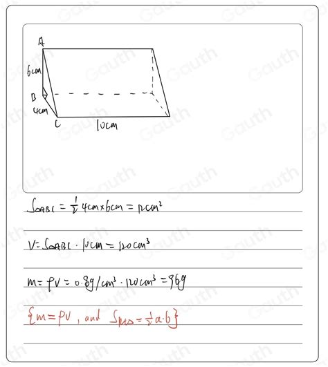 Solved 29 The Diagram Shows A Solid Triangular Prism The Prism Is