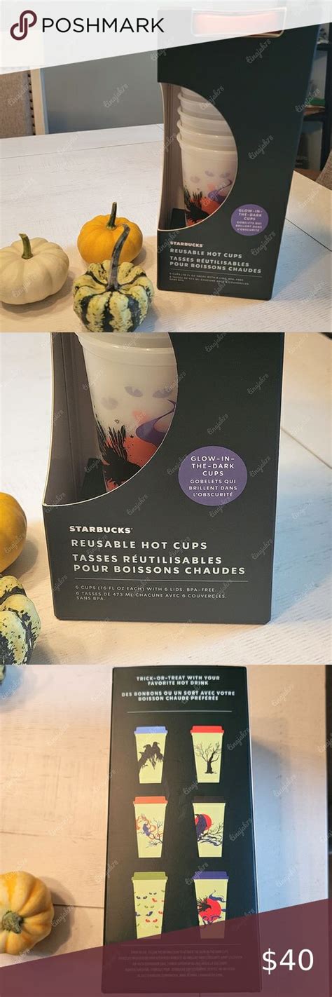 NEW Starbucks Halloween Box Set Of Glow In The Dark Grande Hot Drink Cups Starbucks