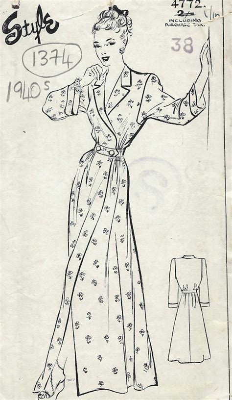 1940s WW2 Vintage Sewing Pattern B38in House COAT DRESSING Etsy UK