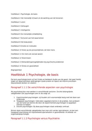 Samenvatting Inleiding Psychologie Inleiding In De Psychologie 2023