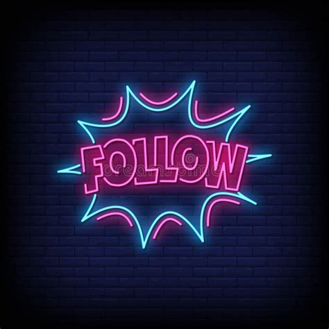 Follow Us Neon Text Vector. Follow Us Neon Sign, Design Template ...