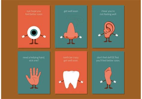 Body Parts Get Well Soon Cards Free Vector Vector Free Cards Get