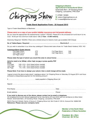 Fillable Online Chippingshow Co Agricultural Horticultural Show