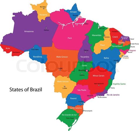 Colorful Brazil map with states and ... | Stock vector | Colourbox