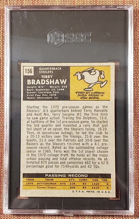 Topps Terry Bradshaw Pittsburgh Steelers Rookie Football Card