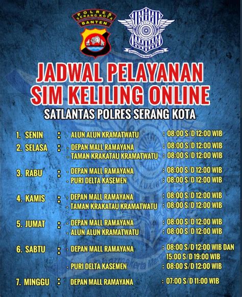 Jadwal SIM Keliling Serang Hari Ini Januari 2025 Jadwal SIM Keliling