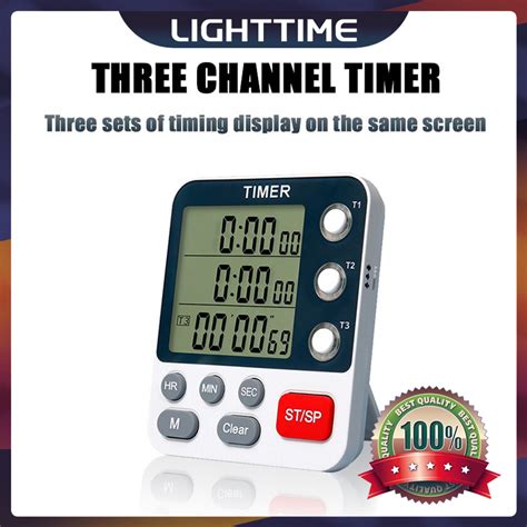 Digital Kitchen Timer 3 Channels Countdown Alarms Reminder Stopwatch