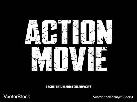 Bold and grunge action movie alphabet font Vector Image