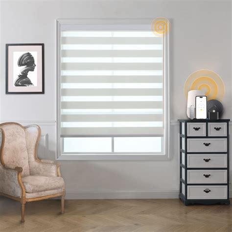 Smart Zebra Blinds Motorized Shades with Remote Control Dual Layer