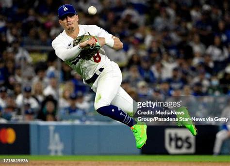 Shortstop Kiki Hernandez Of The Los Angeles Dodgers Throws Wide As